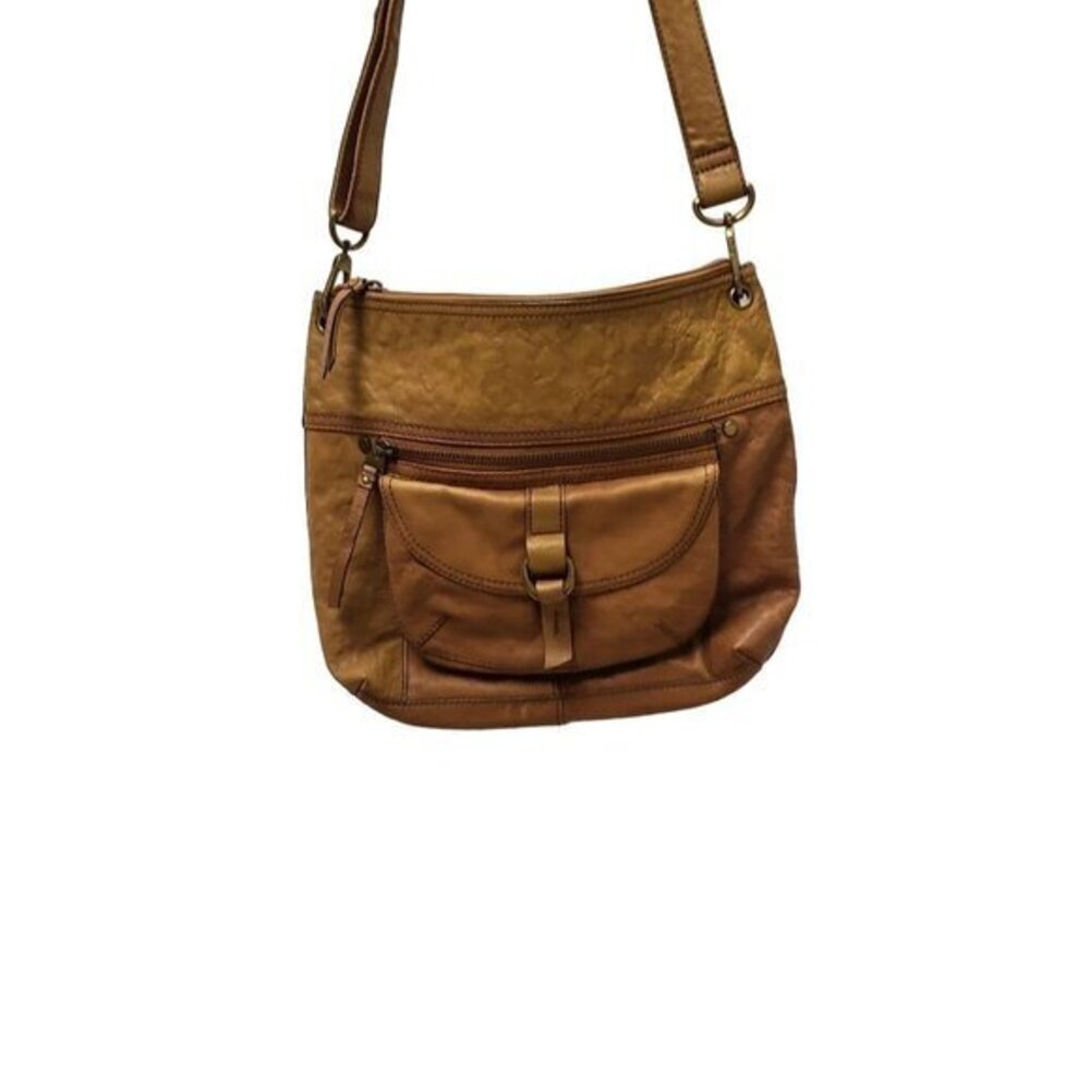 Fossil Brown Leather Womens Shoulder Bag Purse Pre-Owned